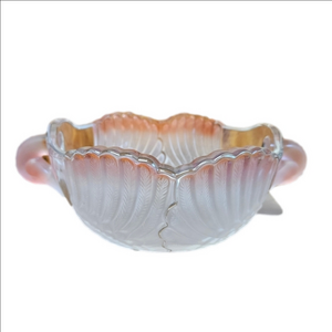Vintage Mikasa Walther Frosted Crystal Double Swan Head Handles Bowl